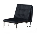 Benzara Adjustable Metal Futon with Faux Leather Upholstered Tufted Details and Casters, Black