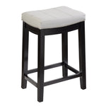 Benzara Saddle Top Wooden Counter Stool with Nailhead Accents, Black and White
