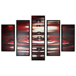 Benzara 5 Piece Wooden Wall Decor with Water Drop Print, Red and Black
