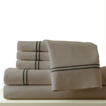 Milan 6 Piece Full Size Sheet Set with Double Marrow Hem The Urban Port, Gray
