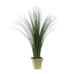 Benzara Decorative Polyester Real Like Grass with Ornamental Pot, Green