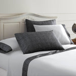 Dunkirk 6 Piece Full Size Chambray Denim Sheet Set with The Urban Port,Gray and White
