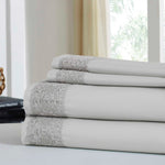 Le Mans 4 Piece Full Size Sheet Set with Crystal Lace The Urban Port, Silver