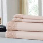 Le Mans 4 Piece Full Size Crystal Lace Microfiber Sheet Set The Urban Port, Pink