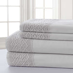 Le Mans 4 Piece Full Size Sheet Set with Lace Trim The Urban Port, Silver and Gray