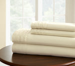 Asti 4 Piece 1000 Thread Count Pintuck Hem Queen Size Sheet Set The Urban Port, Cream