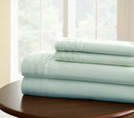 Asti 4 Piece 1000 Thread Count Pintuck Hem Queen Size Sheet Set The Urban Port, Blue