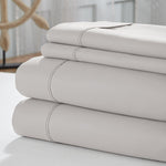 Como 4 Piece 1800 Thread Count Queen Size Cotton Sheet Set The Urban Port, Silver