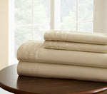Asti 4 Piece 1000 Thread Count Pintuck Hem King Size Sheet Set The Urban Port, Beige