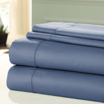 Nancy 4 Piece 1200 Thread Count Queen Size Cotton Sheet Set The Urban Port, Dark Blue