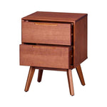 Benzara Mid Century Modern Style Wooden Nightstand with Angled Legs, Brown