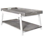 Benzara Modern Style Wooden Coffee Table with Tray Like Top, White and Gray
