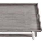 Benzara Modern Style Wooden Coffee Table with Tray Like Top, White and Gray