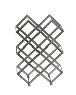 Benzara Transitional Style 9 Bottle Metal Wine Holder, Silver