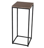 Benzara 2 Piece Metal Accent Table Set with Square Wooden Top, Brown and Black