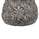 Benzara Decorative Traditional Cement Urn with Floral Inlays, Small Gray