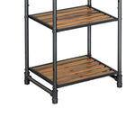 Benzara 5 Tier Metal Frame Plant Stand with Adjustable Shelves, Brown and Black