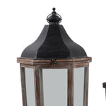 Benzara Wood and Metal Lanterns with Ring Handle, Brown and Black, Set of 2
