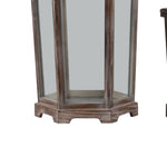 Benzara Wood and Metal Lanterns with Ring Handle, Brown and Black, Set of 2
