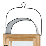 Benzara Wood and Glass Lanterns with Latched Door, Brown and Black, Set of 2