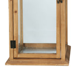 Benzara Wood and Glass Lanterns with Latched Door, Brown and Black, Set of 2