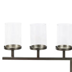 Benzara Metal, Clustered Candle Holder with 6 Glass Hurricanes, Black and Gold