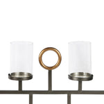 Benzara Metal, Clustered Candle Holder with 6 Glass Hurricanes, Black and Gold