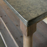 Benzara Transitional Rectangular Table with Marble Top and Open Shelves, Brown