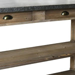 Benzara Transitional Rectangular Table with Marble Top and Open Shelves, Brown