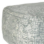 Benzara Transitional Style Rectangular Cotton Pouf with Block Print Design, Gray