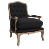 Benzara Wooden Club Chair with Button Tufting and Pillow Seat, Black and Brown