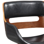 Benzara Leatherette Chair with Curved Padded Seat and Cutout Back, Black and Brown