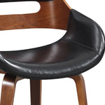 Benzara Leatherette Chair with Curved Padded Seat and Cutout Back, Black and Brown