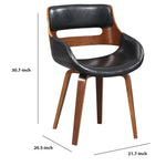 Benzara Leatherette Chair with Curved Padded Seat and Cutout Back, Black and Brown