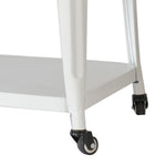 Benzara Industrial Style 3 Tier Metal Serving Cart with Casters, White