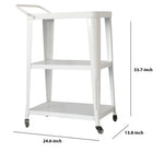 Benzara Industrial Style 3 Tier Metal Serving Cart with Casters, White