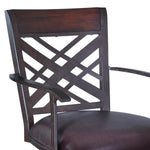 Benzara 30 Inch Metal Swivel Bar Stool with Armrests and Leatherette Seat, Brown