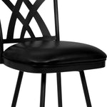 Benzara Counter Height Metal Swivel Bar Stool with Leatherette Seat, Black