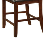 Benzara Leatherette Wooden Counter Chair with Lattice Cut Out Back, Set of 2, Brown