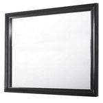 Benzara Molded Wooden Frame Dresser Top Mirror, Black and Silver