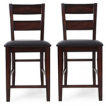 Benzara Wooden Leatherette Seat Counter Chair with Cut Out Back, Set of 2, Brown