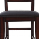 Benzara Wooden Leatherette Seat Counter Chair with Cut Out Back, Set of 2, Brown
