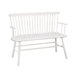 Benzara Transitional Curved Design Spindle Back Bench with Splayed Legs, White
