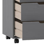 Benzara BM215641 8 Drawers Wooden Storage Cart with Casters and Cut Out Pulls, Gray