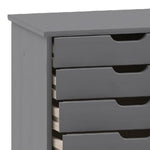 Benzara BM215641 8 Drawers Wooden Storage Cart with Casters and Cut Out Pulls, Gray