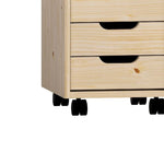 Benzara BM215671 6 Drawer Rolling Storage Cart with Cut Out Pulls, Natural Brown