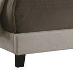 Benzara BM215884 Fabric Upholstered Wooden Full Size Bed with Nailhead Trims, Beige