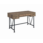 Benzara BM215980 Traditional Style Wooden Writing Desk with 3 Drawers, Rustic Oak and Black