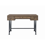 Benzara BM215980 Traditional Style Wooden Writing Desk with 3 Drawers, Rustic Oak and Black