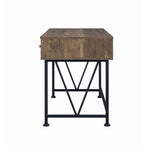 Benzara BM215980 Traditional Style Wooden Writing Desk with 3 Drawers, Rustic Oak and Black